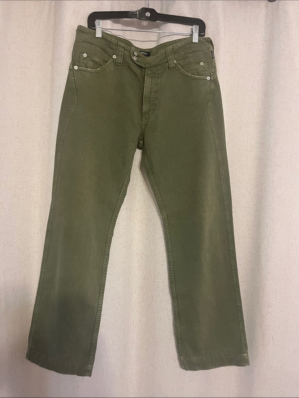 Versace Men's and women’s Olive Straight Jeans
